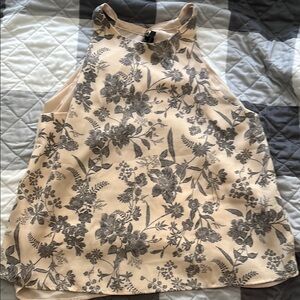 Forever 21 Floral Print Sleeveless Top - Cream and Gray